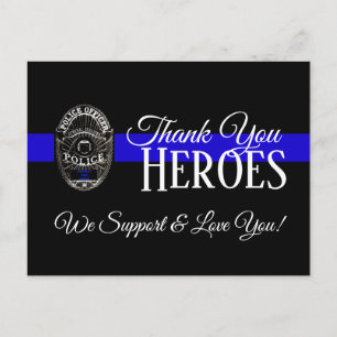 MERCI HÉROS EN BLEU SOUTIEN POLICE CARTE POSTALE