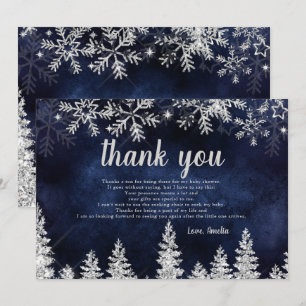 Merci hiver baby shower de pin d'argent