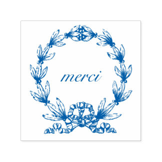 "merci" in Laurel Wreath selbst-färbende Briefmark Permastempel
