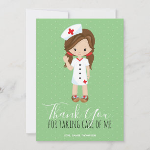 Merci Infirmière aux Cheveux Bruns Script Vert Men