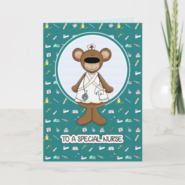 Merci, infirmière. Carte d'ours en peluche (Devant)