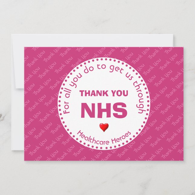 Merci Infirmières NHS Héros de la santé PINK (Devant)