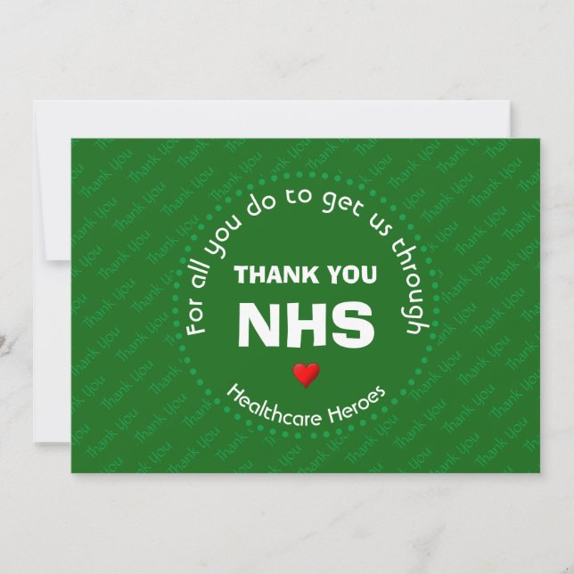 Merci Infirmières NHS Héros de la santé VERT (Devant)