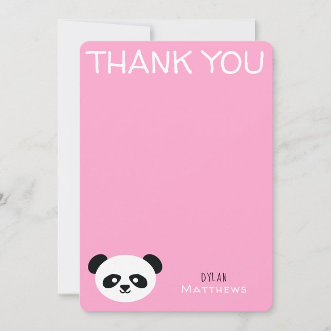 Merci Kawaii Ours Panda Rose Personnalisé (Devant)