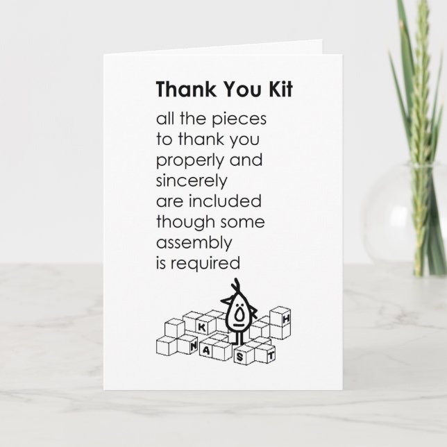 Merci Kit - un poème de remerciement amusant (Devant)