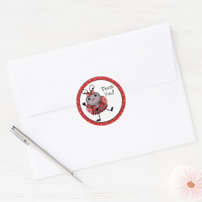 Merci Ladybug dessin animé autocollant amusant (Enveloppe)
