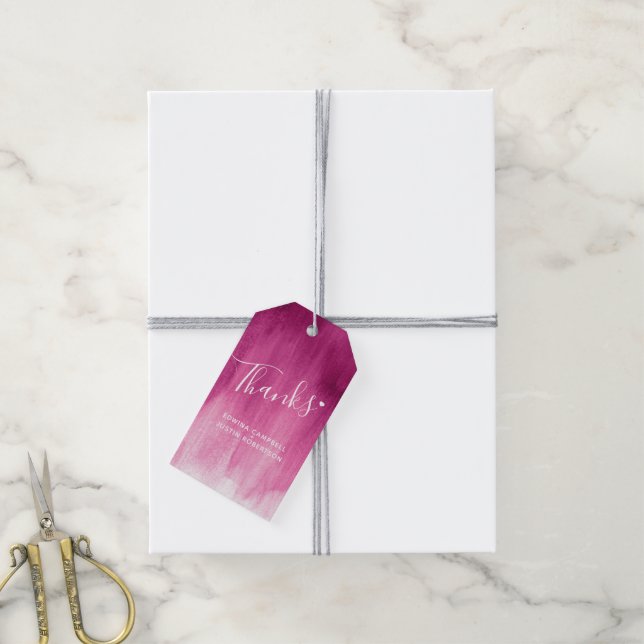 Merci les étiquettes cadeaux mariage abstrait rose (Avec de la ficelle)