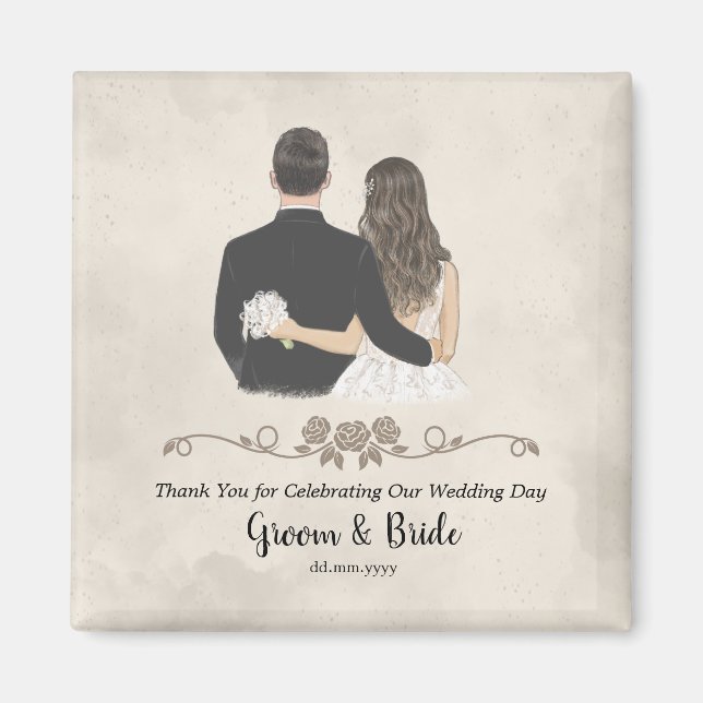 Merci Magnet Faveurs de mariage personnalisées (Devant)