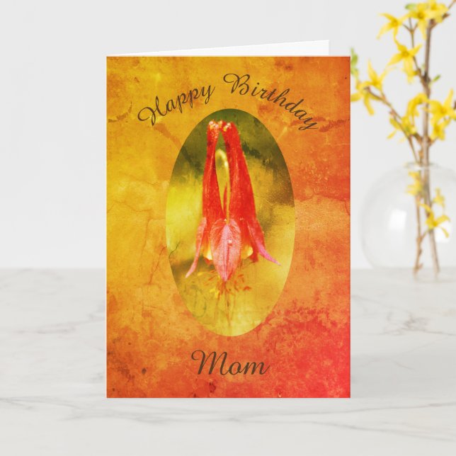 Merci Maman Columbine Art Carte d'anniversaire (Fleur jaune)