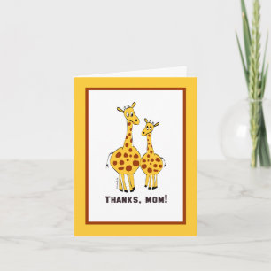 Merci Maman Cute Giraffe Carte d'illustration