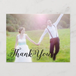 Merci Mariage Black Typographie Carte postale