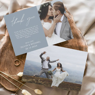 Merci Mariage bleu Dusty Carte Mariage photo