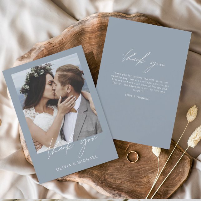 Merci Mariage bleu poussiéreux Photo simple (Créateur téléchargé)