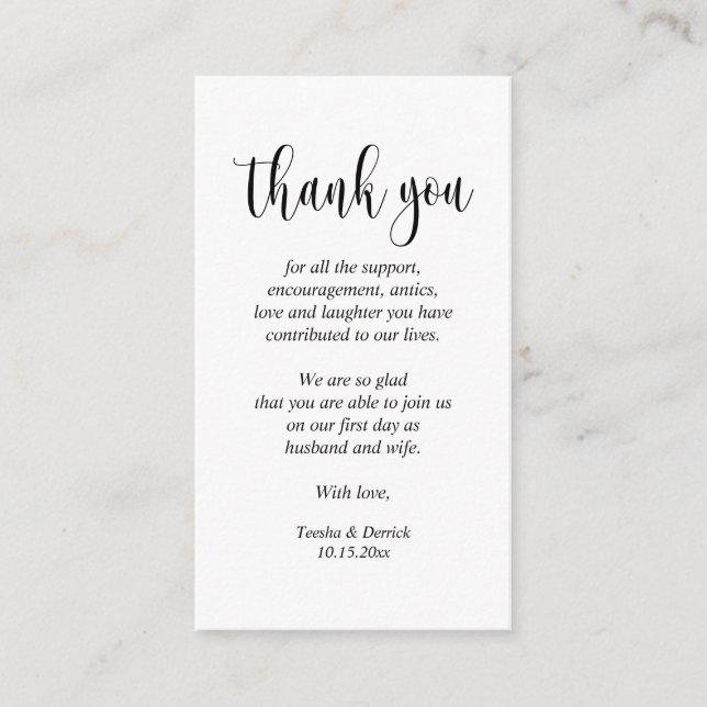 Merci mariage, Carte de boîtier de script moderne (Devant)
