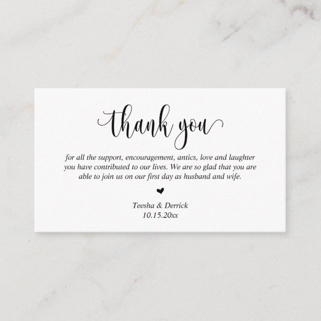 Merci mariage, Carte de boîtier de script moderne (Devant)