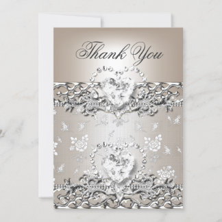 Merci Mariage Crème Diamant Cœur Argent