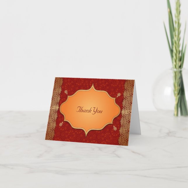 Merci Mariage de cadre indien de bordure dorée (Devant)