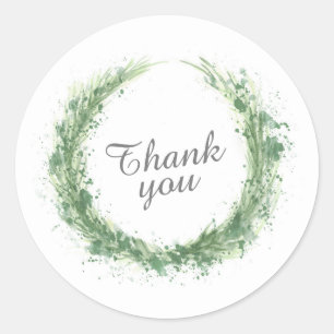 Merci mariage événement sauge autocollants verts