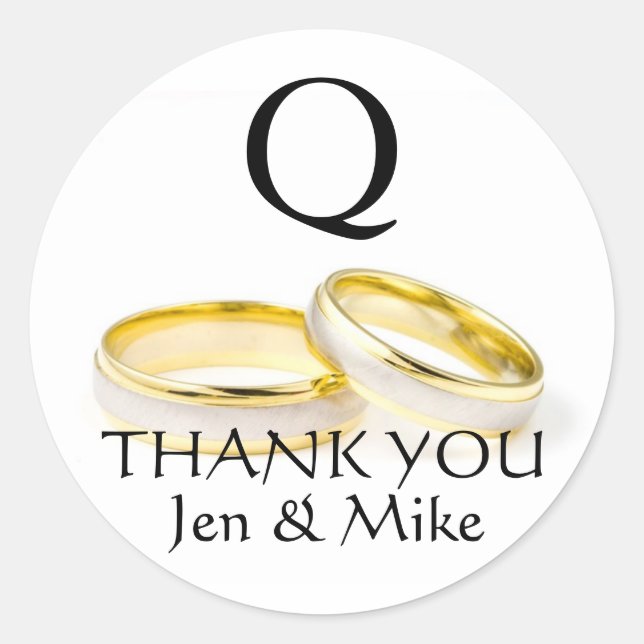 Merci Mariage Faveur Stickers Anneaux d'or (Devant)
