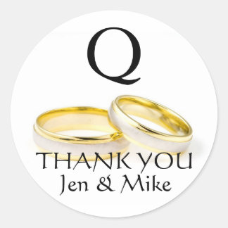 Merci Mariage Faveur Stickers Anneaux d'or