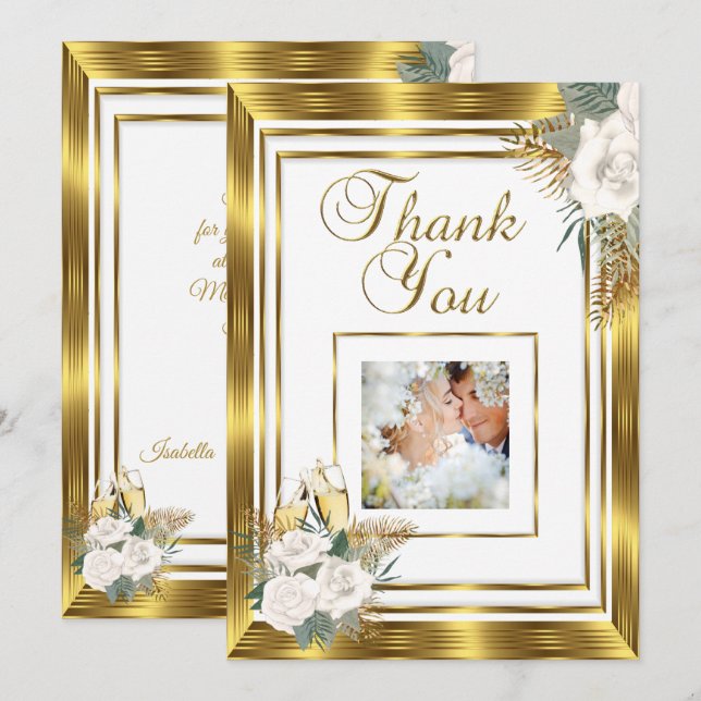 Merci Mariage Golden White Rose Champagne (Devant / Derrière)