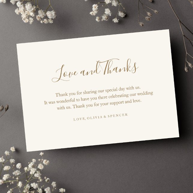 Merci Mariage moderne simple et élégant (Ivory and Gold Sympathy Thank You)