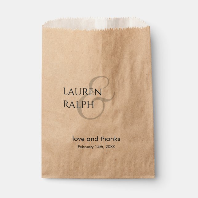 Merci Mariage Monogrammé Noir Favoriser les sacs (Devant)