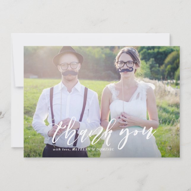 Merci Mariage photo à lettres main blanche (Devant)