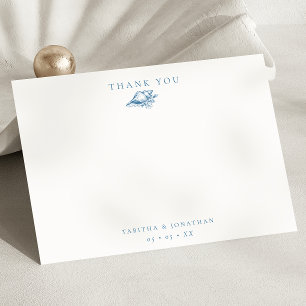 Merci Mariage plat vintage bleu Seashell