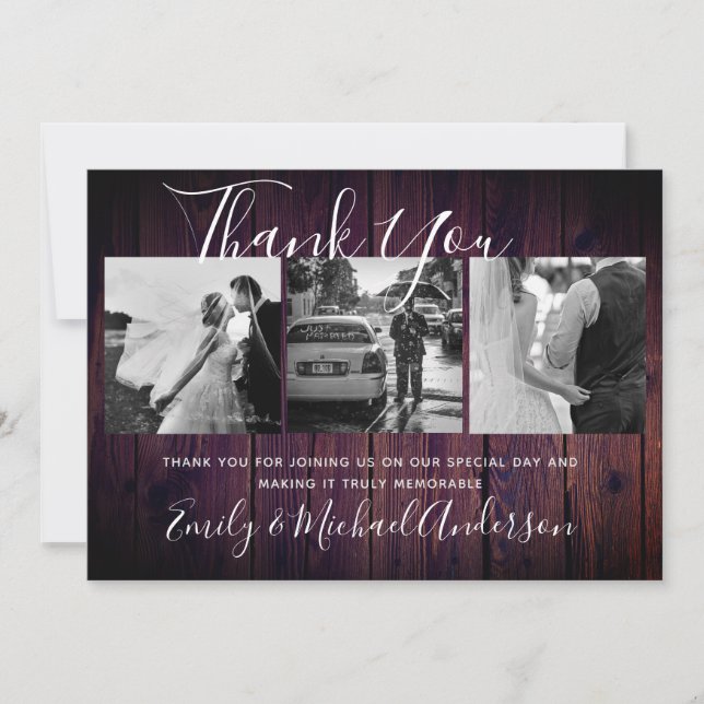 Merci Mariage PURPLE Rustic PHOTO Collage (Devant)