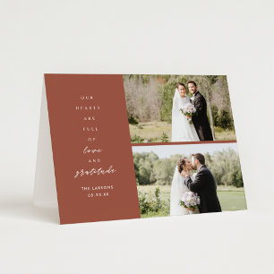 Merci Mariage replié en terre cuite deux photos