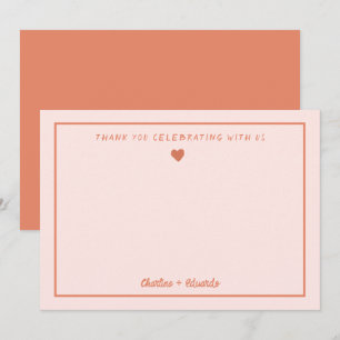 Merci Mariage Rétro rose&rouge écriture manuscrite