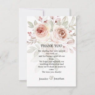 Merci Mariage romantique Pastel Rose d'aquarelle
