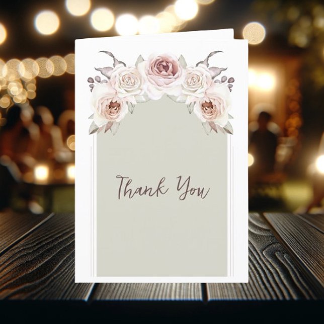 Merci Mariage Rose de Bohême (Bohemian Roses Wedding Thank You Card)
