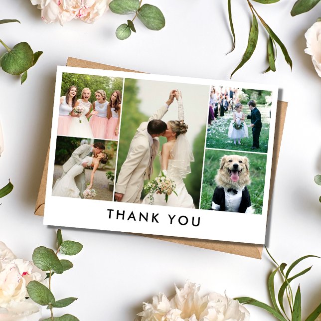 Merci Mariage simple Collage photo (Simple Photo Collage Wedding Thank You)