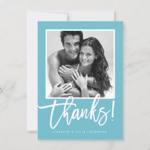 MERCI mariage simple lettré bleu turquoise