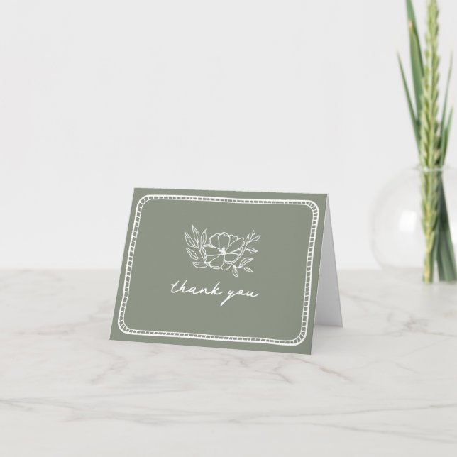 Merci Mariage vert Sage Floral (Devant)