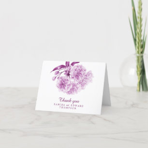 Merci mariage violet printemps carte photo