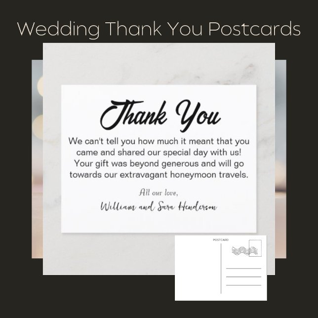 Merci_Mariages invités Merci Cartes postales (Simple Wedding Ty Postcards)
