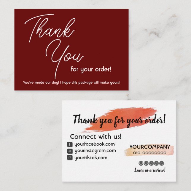 Merci Maroon Pour Votre Carte De Commande (Devant / Derrière)