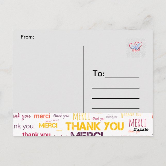 MERCI, MERCI, MERCI - CARTE POSTALE DE REMERCIEMEN (Dos)