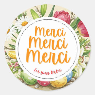 Merci Merci Merci Floral Danke Sticker