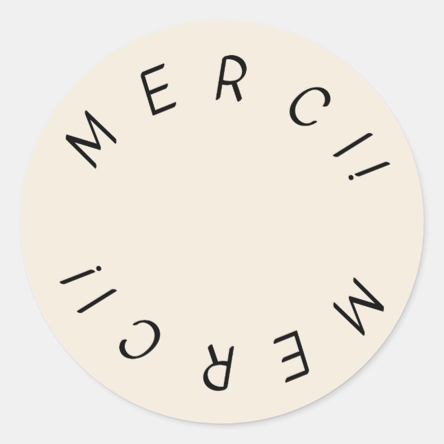 Merci! Minimal einfaches Design Vielen Dank Sticke Runder Aufkleber (Vorderseite)