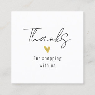 Merci moderne Gold Heart Carré Carte de visite