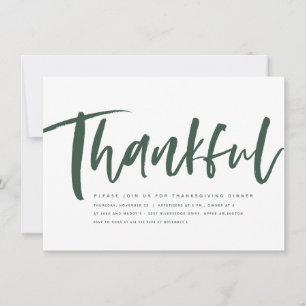 Merci moderne vert vert Thanksgiving invitation