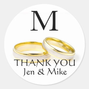 Merci Monogramme Noms Mariage Faveur Stickers