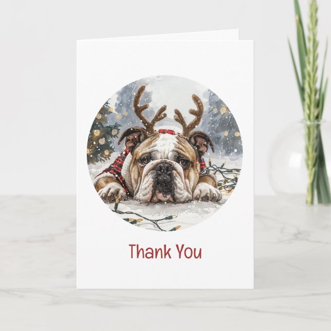 Merci Noël Anglais Bulldog Reindeer (Devant)