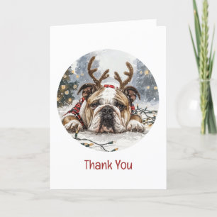 Merci Noël Anglais Bulldog Reindeer