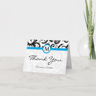 Merci noir Damask Aqua Borders