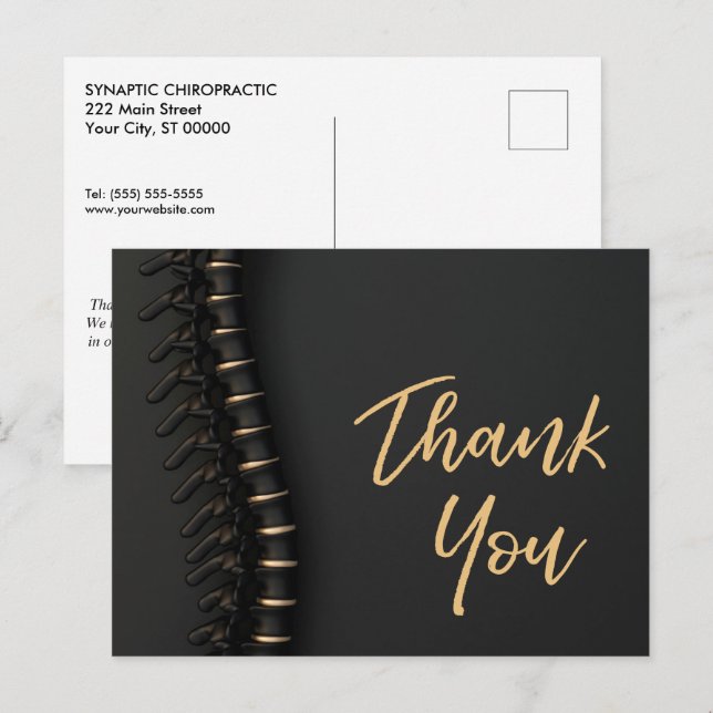 Merci noir pour la carte postale Chiropratique de  (Devant / Derrière)